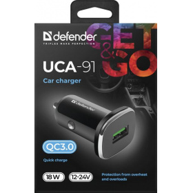 Зарядное устройство автомобильное Defender UCA-91 (USB QC3.0 18 Вт 12-24В)