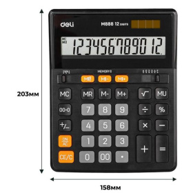 Калькулятор Настольный Deli Core EM888 12 разрядный, черный