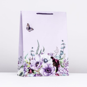 Пакет подарочный Бабочки в цветах, 33*42,5*10 см