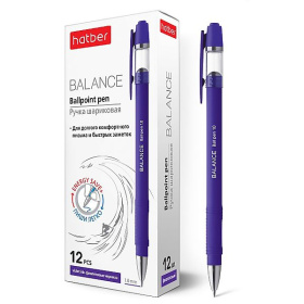 Ручка шариковая Hatber BALANCE фиолетовая, 1 мм., масл. чернила