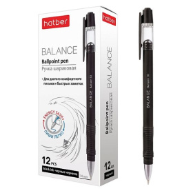 Ручка шариковая Hatber BALANCE черная, 1 мм., масл. чернила