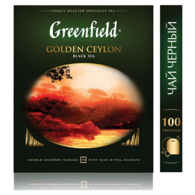 Чай черный в пакетиках Гринфилд Голден Цейлон 100 шт. с ярлычками